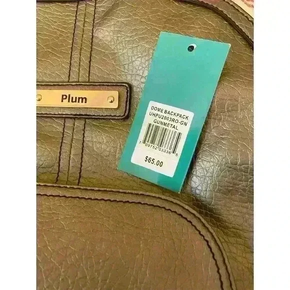 Plum by LaTique Gunmetal Faux Leather Backpack Unisex Spacious & Sleek Design - Picture 3 of 5